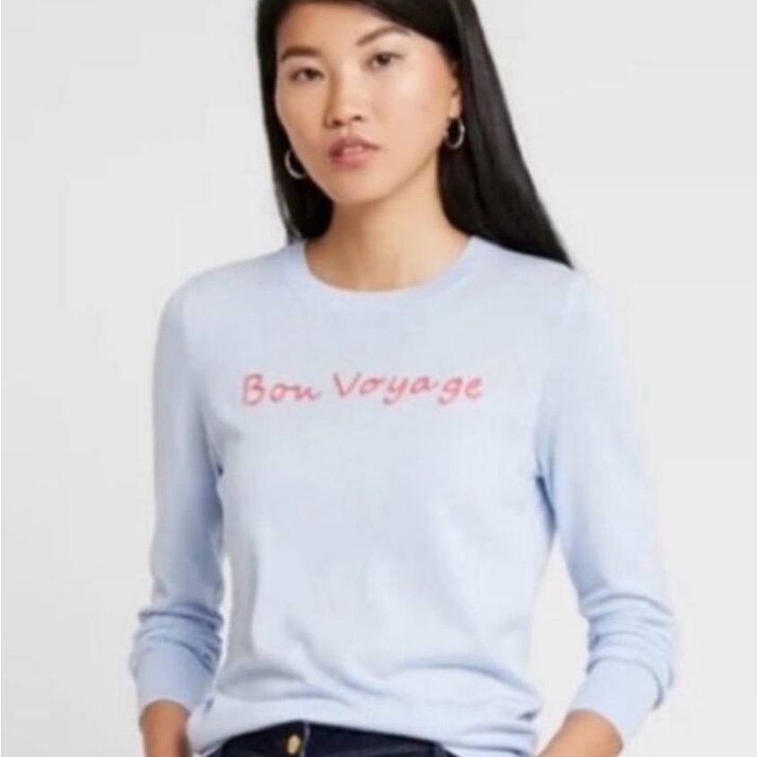 Banana Republic Light Blue Bon Voyage Silk Sweater Sz Xs